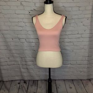 Mauve & Mallow Blush Pink Ribbed Cropped Tank Top OS NWOT